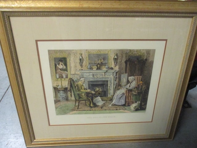 "The End of the Skein" Lithograph of Colored Etching by Walter Dendy Sadler: Framed and matted 35 1/2" x 31 1/2", Local Pickup Only