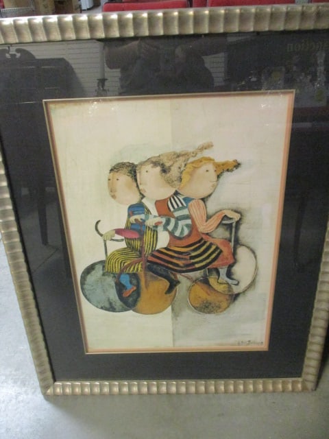 Framed and Matted "Promenade a Trois" Lithograph by Graciela Rodo Boulanger (1 of 4)