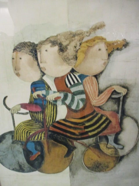 Framed and Matted "Promenade a Trois" Lithograph by Graciela Rodo Boulanger - 2