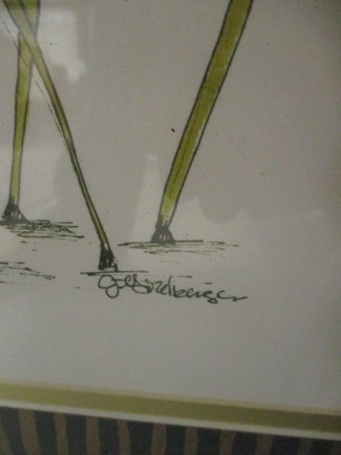 Framed and Matted Whimsical "Mandy" Chair Lithograph by Jennifer Goldberger - 3