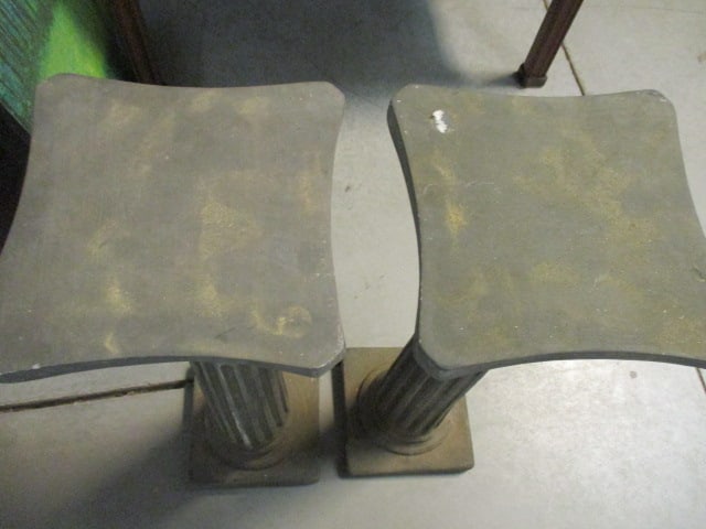 Pair of Plaster Ionic Column Pedestal Stands - 2