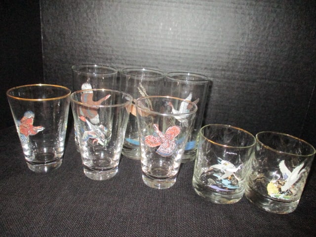 Midcentury Libbey and Federal "Game Bird" Tumblers and High Ball Glasses (1 of 7)