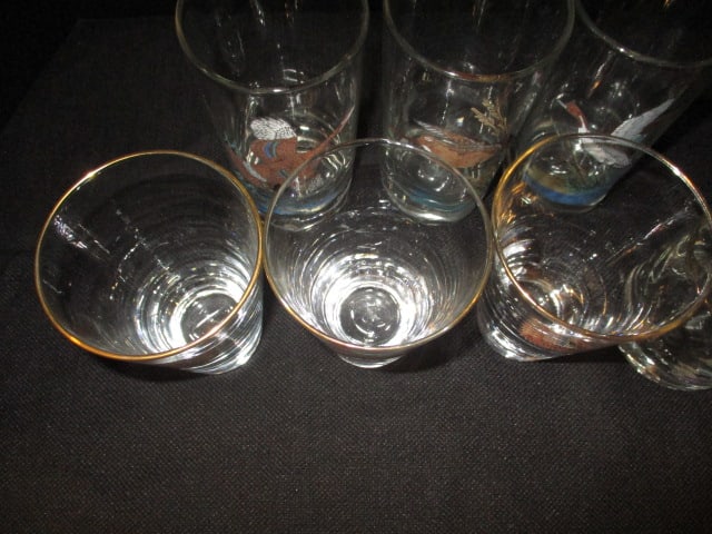 Midcentury Libbey and Federal "Game Bird" Tumblers and High Ball Glasses - 5