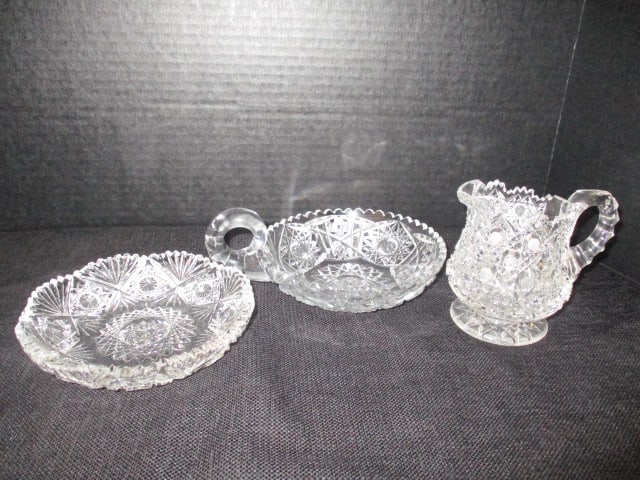 Cut Crystal Creamer, Nappy Dish and Bonbon Dish (1 of 7)