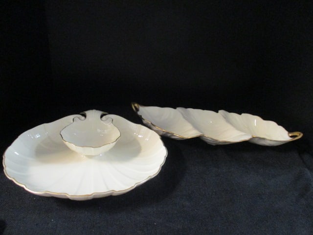 Lenox Shell Chip 'n Dip Dish and 3 Part Divided Leaf Tray (1 of 7)