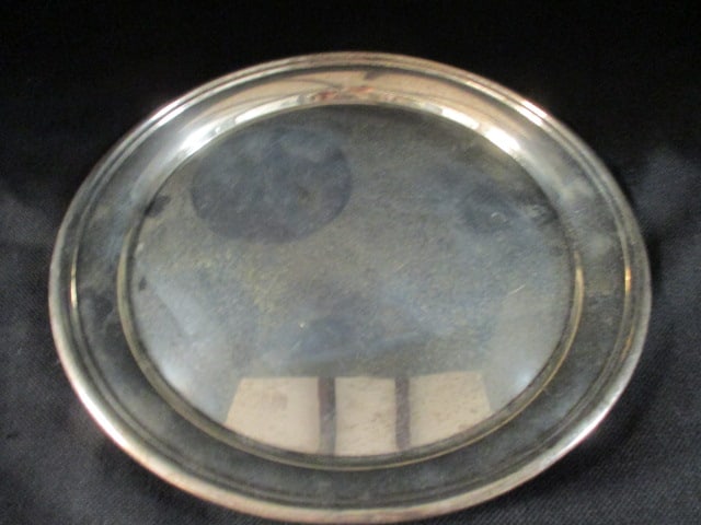 PS Co. Sterling Silver Tray: 19.89 troy ounces, 13 1/8"dia, possibly Paul Storr Co.