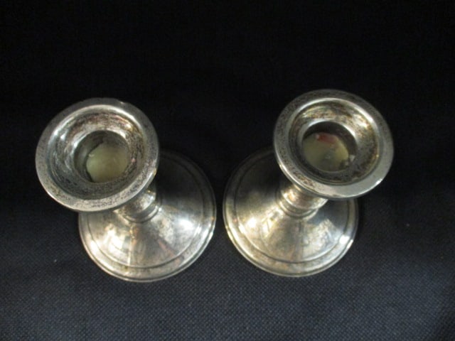 Pair of Gift America Weighted Sterling Silver Candle Holders, Webster Sterling Silver - 7