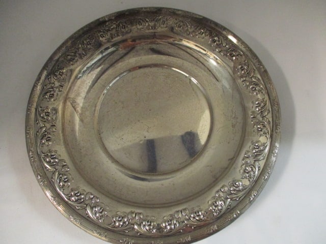 Vintage Floral Relief Design Sterling Silver Dish - 2