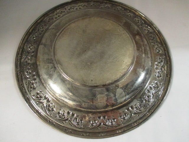 Vintage Floral Relief Design Sterling Silver Dish - 3