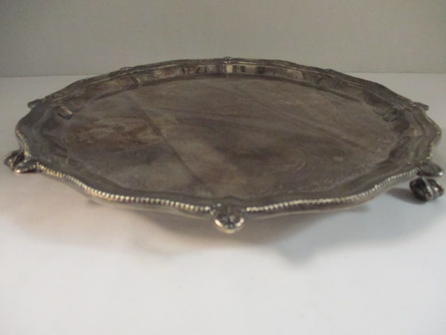 1930's Footed Sterling Silver Presentation Tray with Ball & Claw Feet (1 of 7)