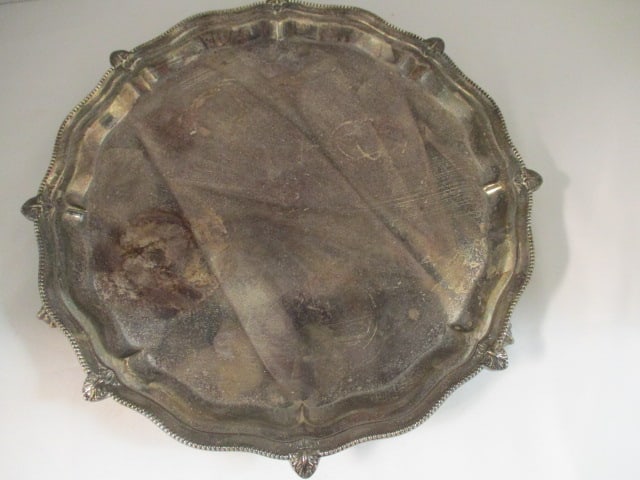 1930's Footed Sterling Silver Presentation Tray with Ball & Claw Feet - 2