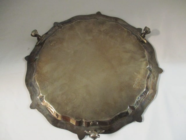 1930's Footed Sterling Silver Presentation Tray with Ball & Claw Feet - 4