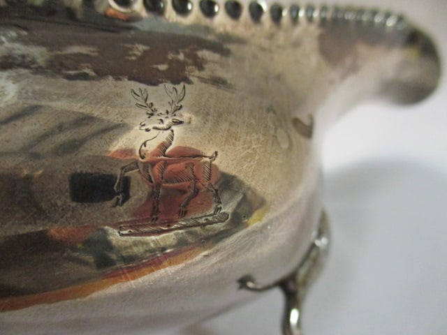 Vintage English Sterling Silver Creamer with Impressed Stag Deer Motif - 3
