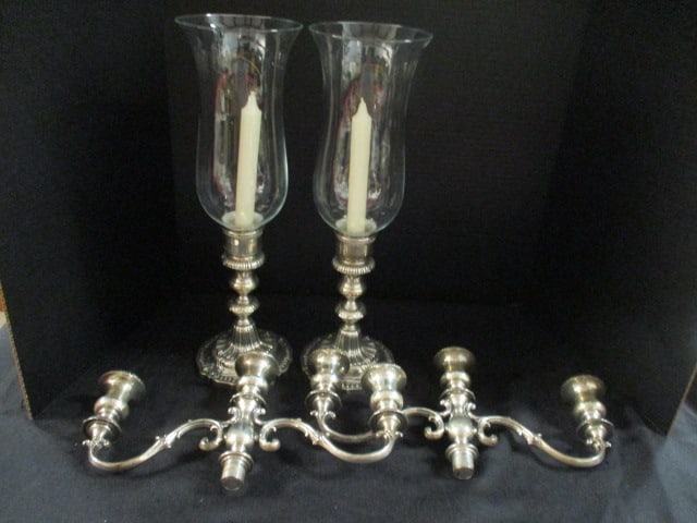 Vintage Fisher Weighted Sterling Silver Convertible Hurricane/3 Arm Candelabra (1 of 8)