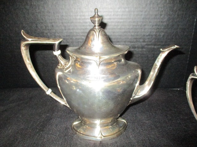 Vintage Durgin "Chatham" Sterling Silver Hollowware Coffee Pot, Teapot, Creamer, - 5