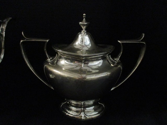 Vintage Durgin "Chatham" Sterling Silver Hollowware Coffee Pot, Teapot, Creamer, - 7