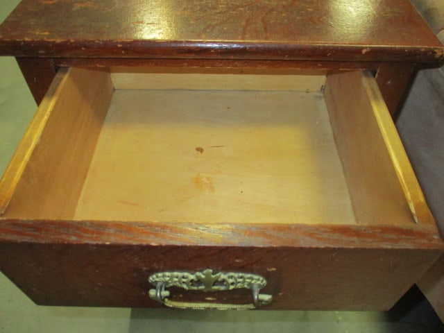 Vintage Oak Mission Style Cabinet with 2 Drawers and Door Storage - 4