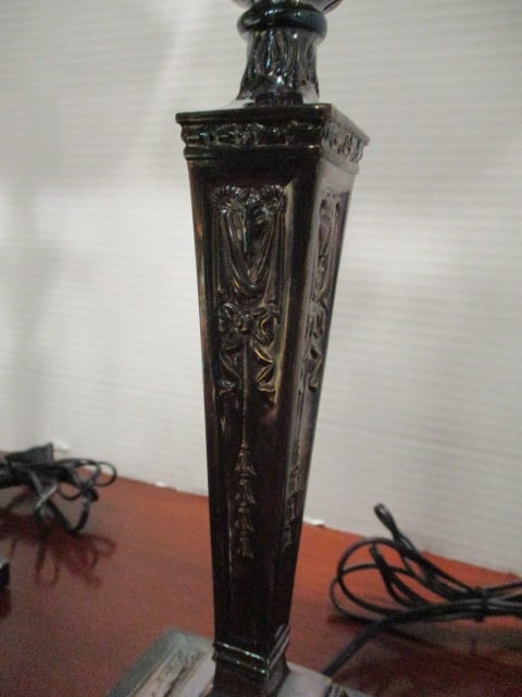 Pair of Topazio Portugal Neoclassical Style Silverplate Candlestick Lamps with Black Marble Bases - 3