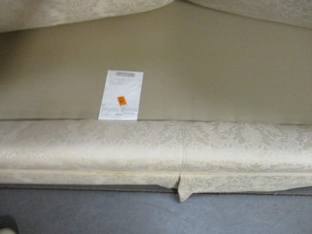 Ivory Demask Upholstered Rolled Arm Sofa with Pillows - 9