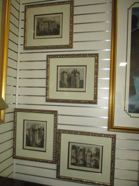 Four Framed and Matted "English Castle" Lithographs of Original Etchings: (3)18 1/4" x 15 3/4", (1)15 3/4" x 18 1/4", Local Pickup Only