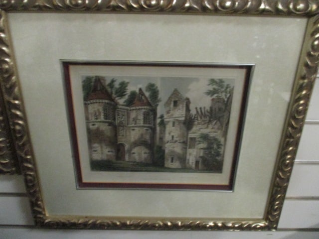 Four Framed and Matted "English Castle" Lithographs of Original Etchings - 4