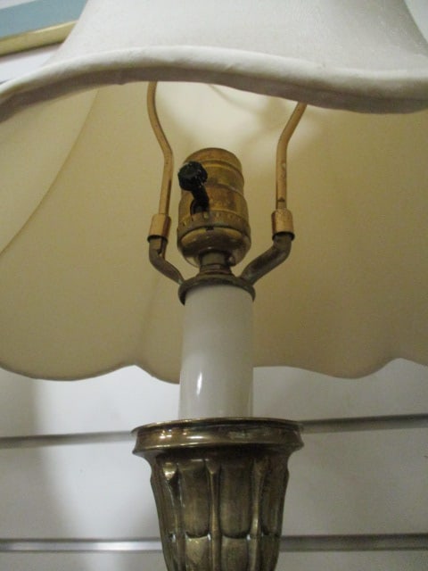 Pair of Mottahedeh Design Brass Candle Stick Lamps with Pineapple Finials - 4