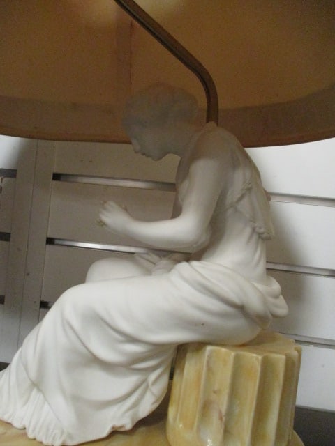 Classical Bisque Ware Porcelain Figural Lamp - 2
