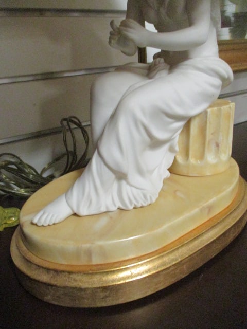 Classical Bisque Ware Porcelain Figural Lamp - 3