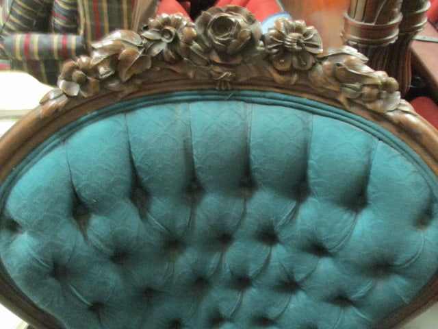 Victorian Carved Mahogany Tufted Back Parlor Chair - 2