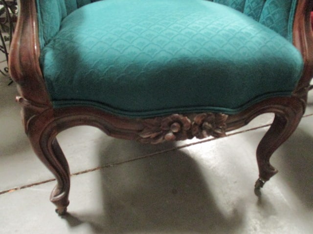 Victorian Carved Mahogany Tufted Back Parlor Chair - 3