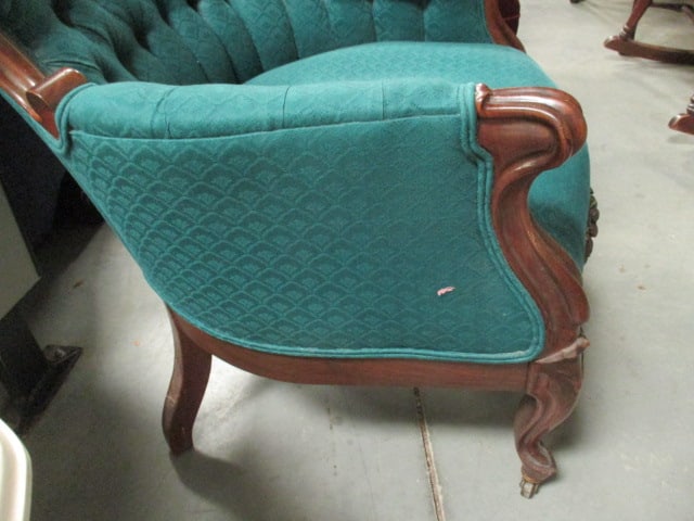Victorian Carved Mahogany Tufted Back Parlor Chair - 4