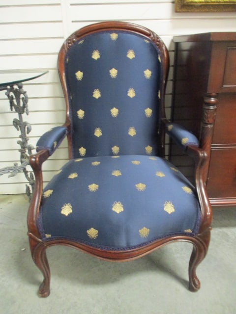 Elegant French Inspired Carved Balloon Back Cabriole Leg Arm Chair (1 of 4)
