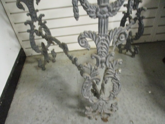 Ornate Weathered Cast Iron Demi Lune Glass Top Table - 3