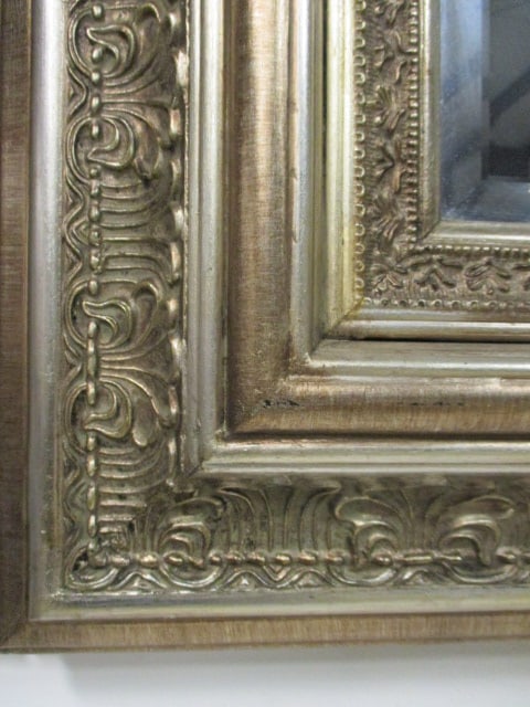 Ornate Molded Beveled Mirror with Antiqued Silver Leaf Finish - 2