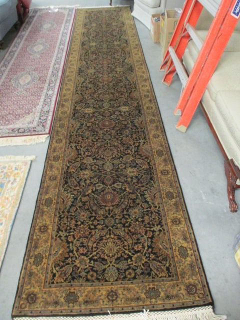 Black/Gold Border Hand Woven Wool Runner (1 of 9)