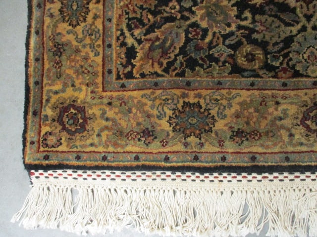 Black/Gold Border Hand Woven Wool Runner - 7