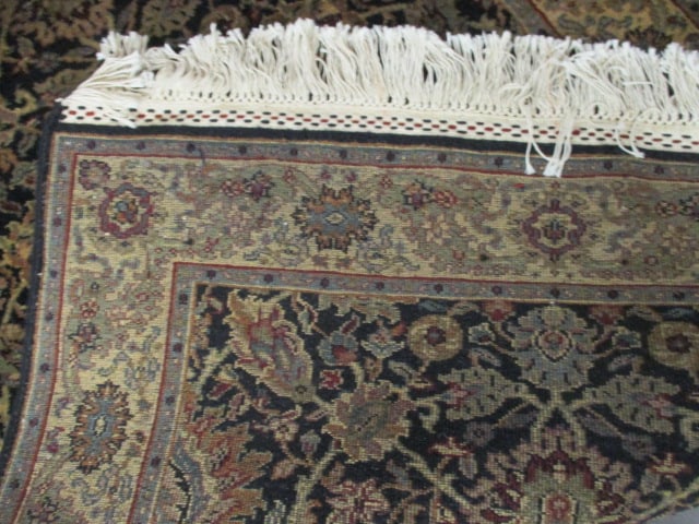 Black/Gold Border Hand Woven Wool Runner - 8