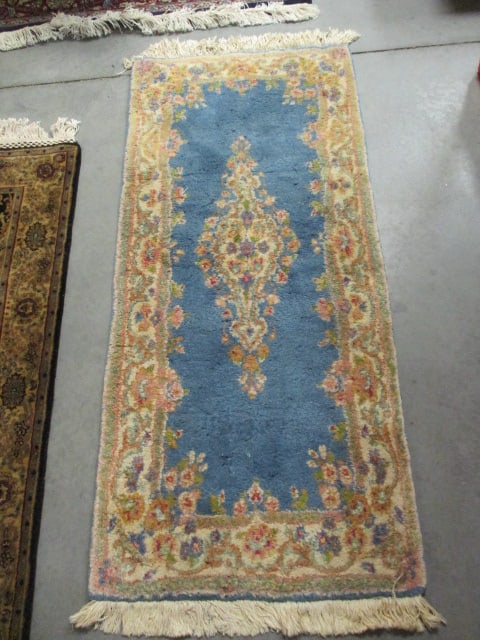Vintage Basiran Genuine Oriental Rugs 100% Wool Pile "Super Kerman Kanape" Design Runner: 24" x 58", Hand made in Persia, RN 22510, Local Pickup Suggested