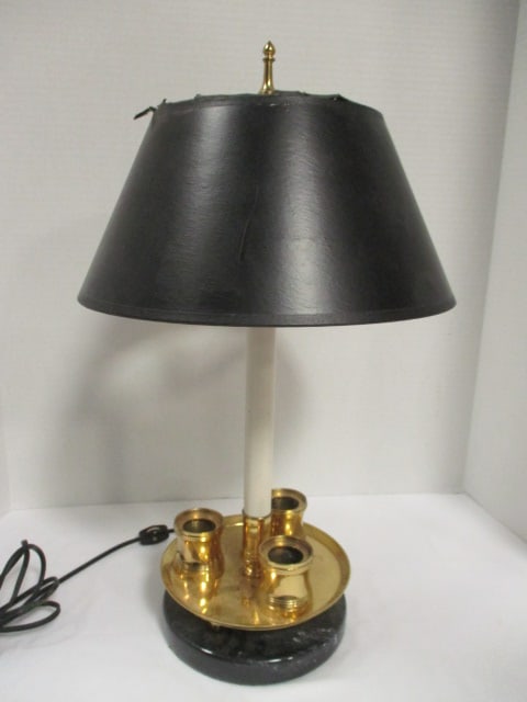 Historical Charleston Reproductions Brass Bouillotte Style Lamp with Black Marble Base (1 of 7)