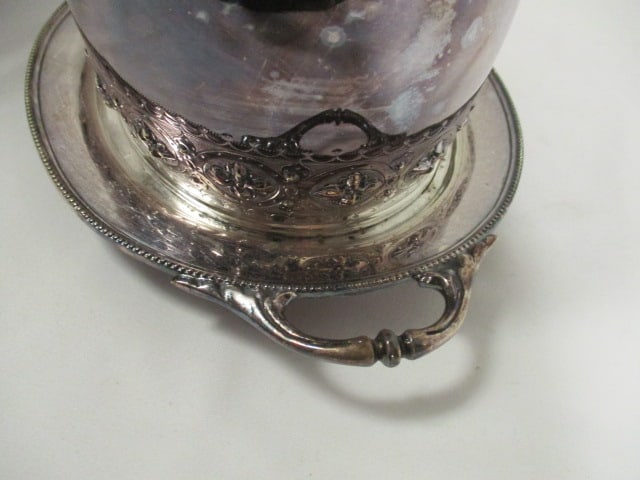 Vintage Silverplated Covered Biscuit Barrel with Attached Undertray - 3