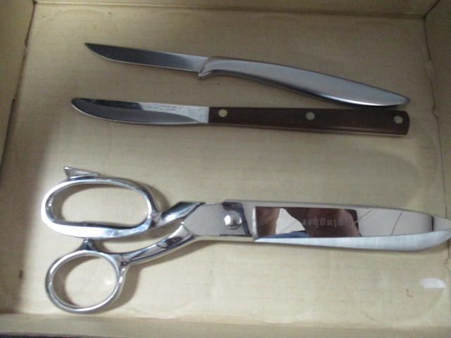 Cutco No. 47 Wood Handle Knife, Gerber Miming Knife and Gingher Shears (1 of 6)