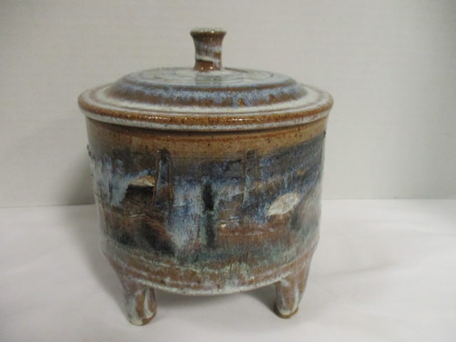 Jeff Greene Signed Studio Pottery Mugs and Footed Bean Pot - 4