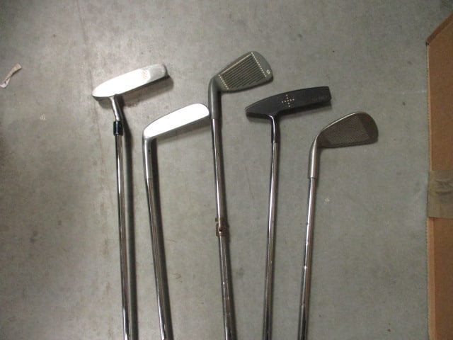 Three Golf Putters, #5 Iron and Sand-wedge (1 of 8)