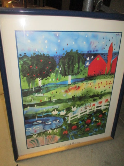 Mike Smith "101 Views of Rain" Framed Print: 16" x 18 3/4", finish is peeling from frame and missing on bottom