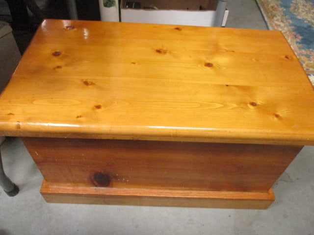 Pine Trunk with Brass Handles: 27" x 15 1/4" x 14 1/2", Local Pickup Only