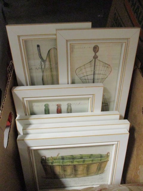 Six Framed Spicher & Co. Laundry Themed Prints: .