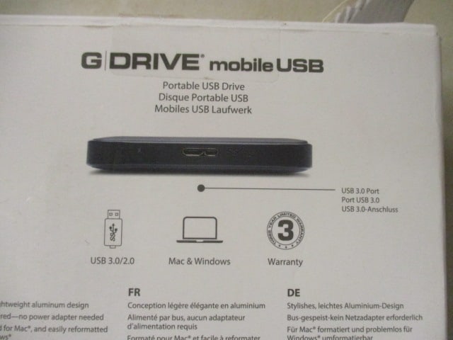 G-Technology G Drive Mobile USB 1 TB To External Hard Drive in Original Box - 2