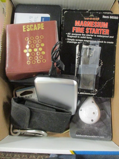 Insignia Travel Converter & Adapter Kit, Magnesium Fire Starters, Travel Game,: Survival Fishing Kit, Bulbhead Wallet Power Bank, etc.