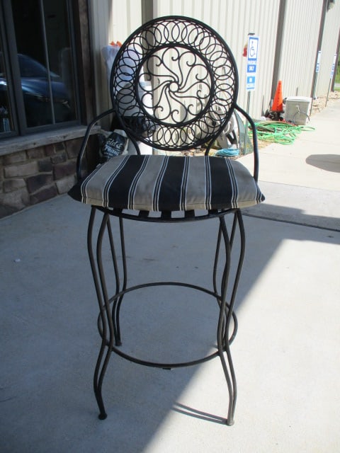 3 Piece Wrought Iron Glass Top Tall Patio Set - 2