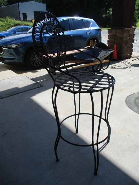 3 Piece Wrought Iron Glass Top Tall Patio Set - 5